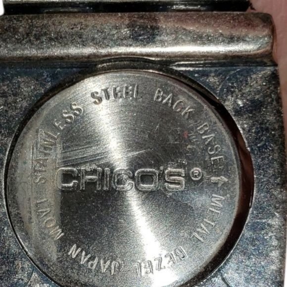 Chico's brand wrap around bangle style watch faux mother of pearl and gems - Picture 6 of 6